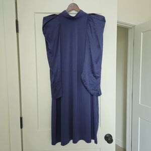 Eloquii Navy Silk Cape Dress